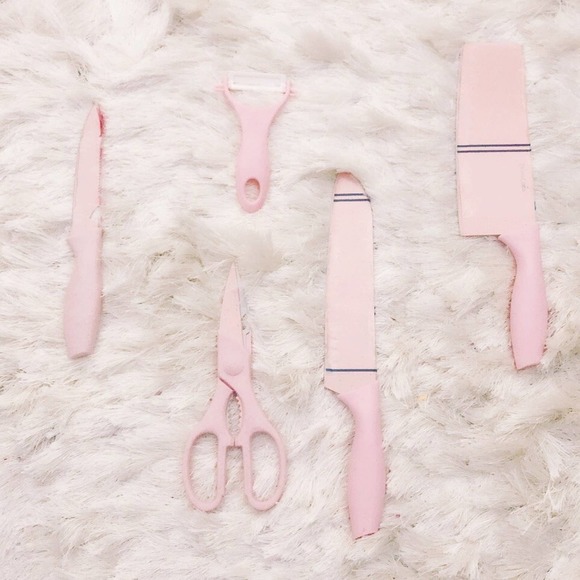 💝 PINK CERAMIC KITCHEN KNIFE SET (6 PIECE) CUTE STAINLESS STEEL - Picture 8 of 11
